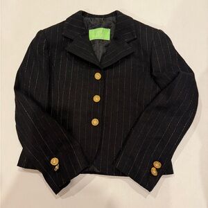 Black Pinstripe Girl's Jacket. Made in Italy.